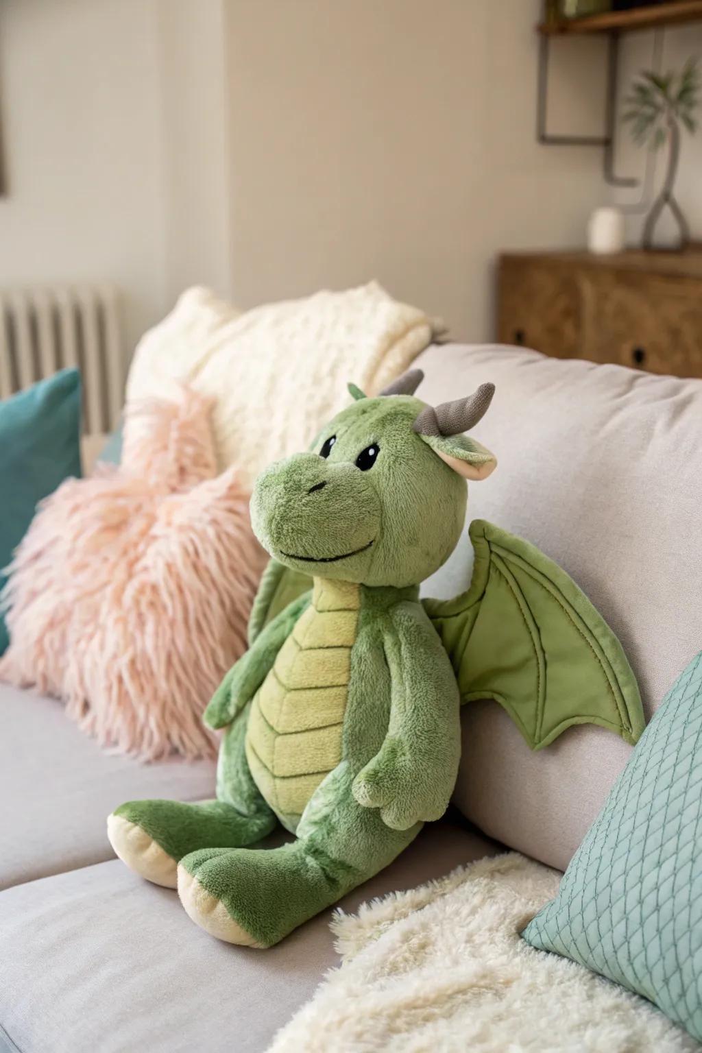 Meet your new snuggly dragon companion, ready for movie nights.