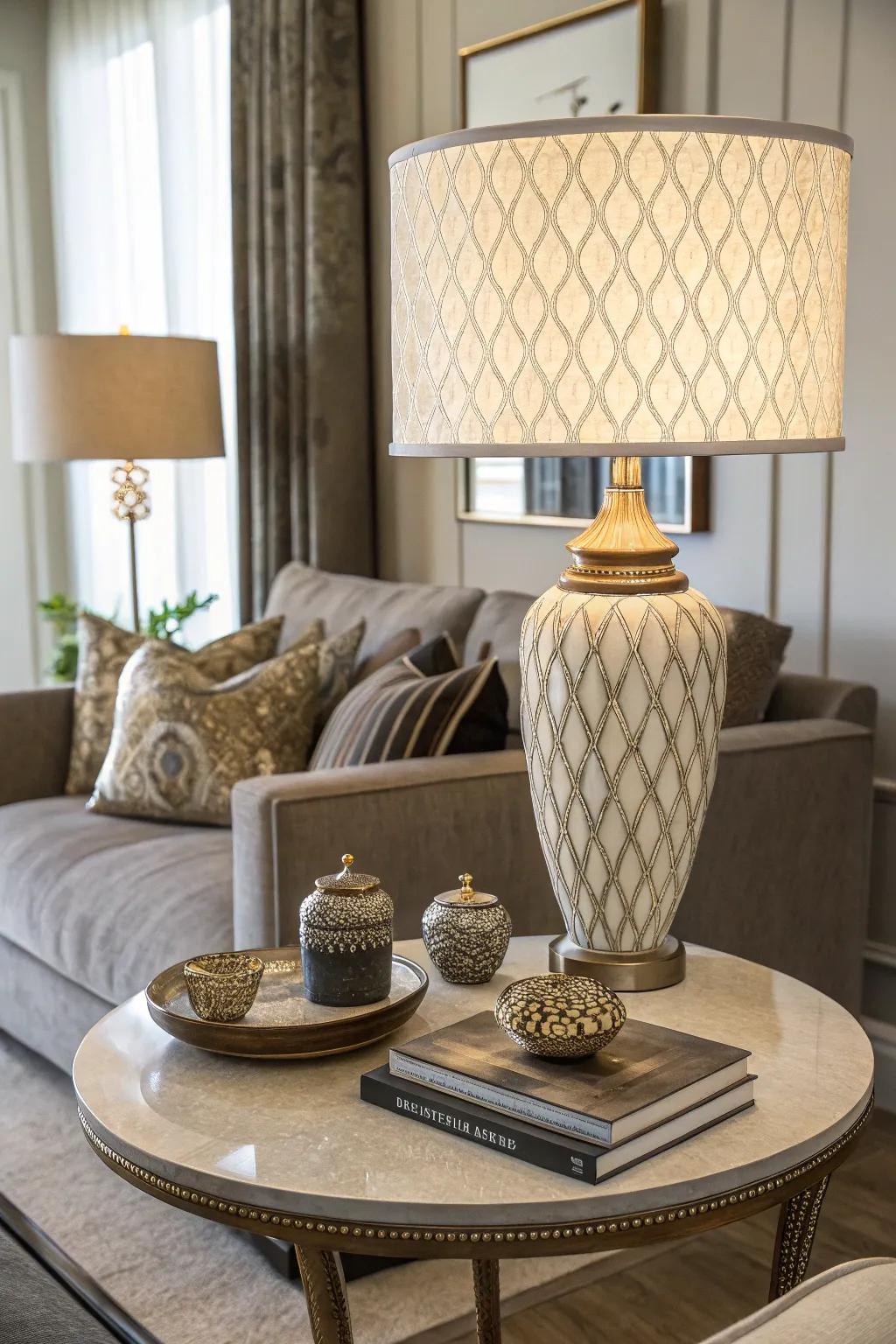 A statement lamp can elevate your corner table decor effortlessly.