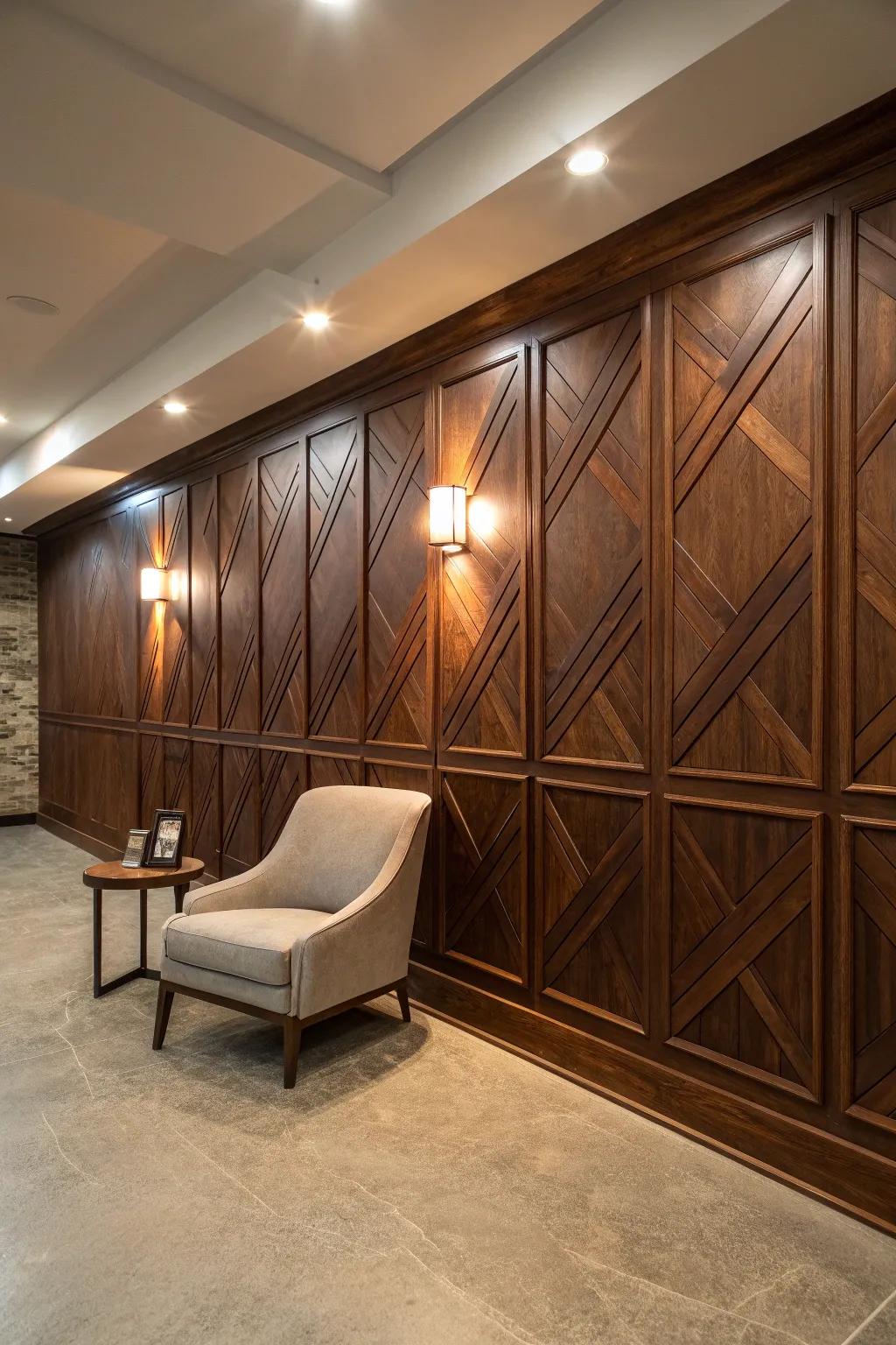 Transform your basement with a bold statement wall that speaks volumes of craftsmanship and style.