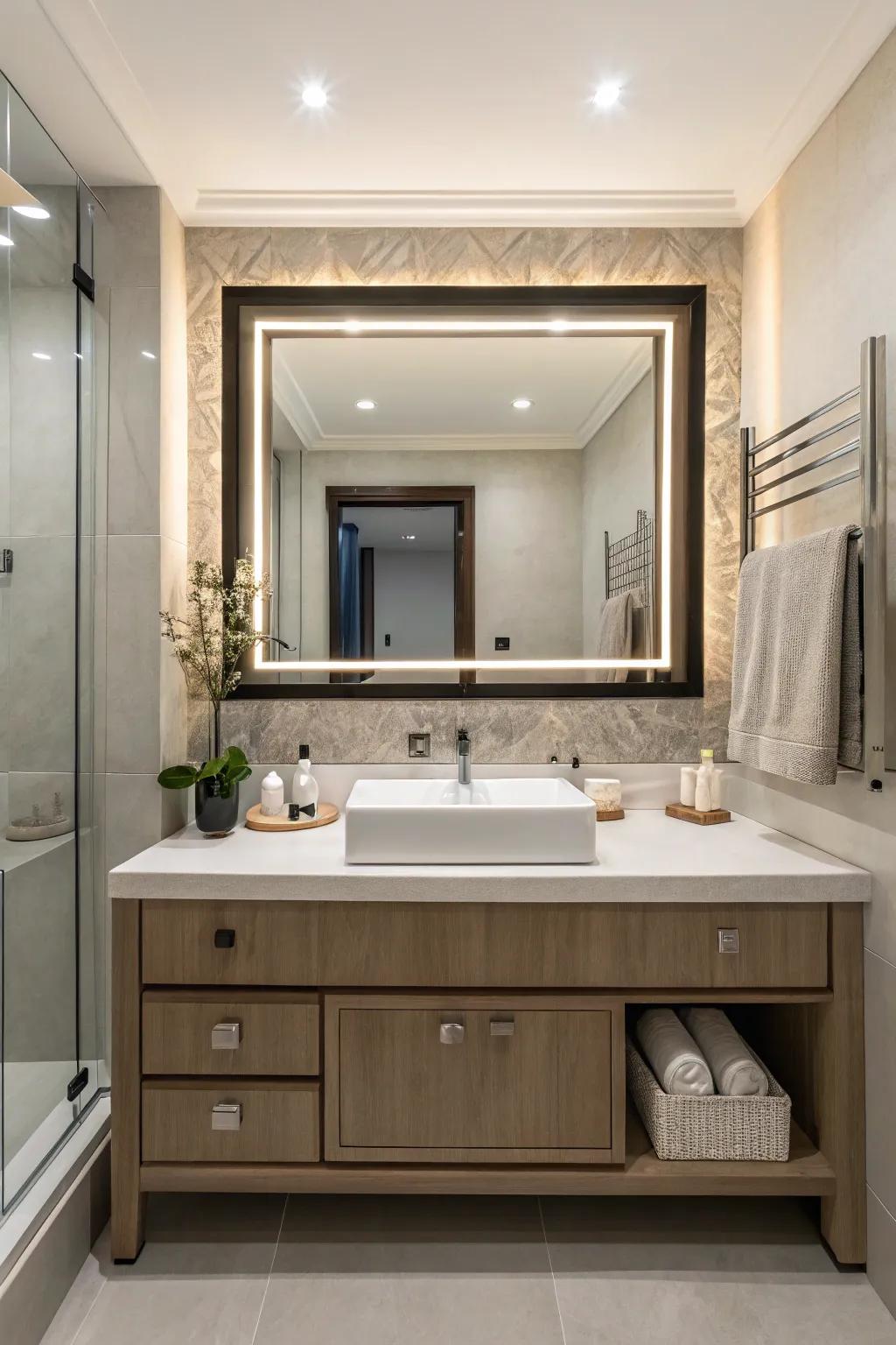 A new mirror can make a bold statement in your bathroom.