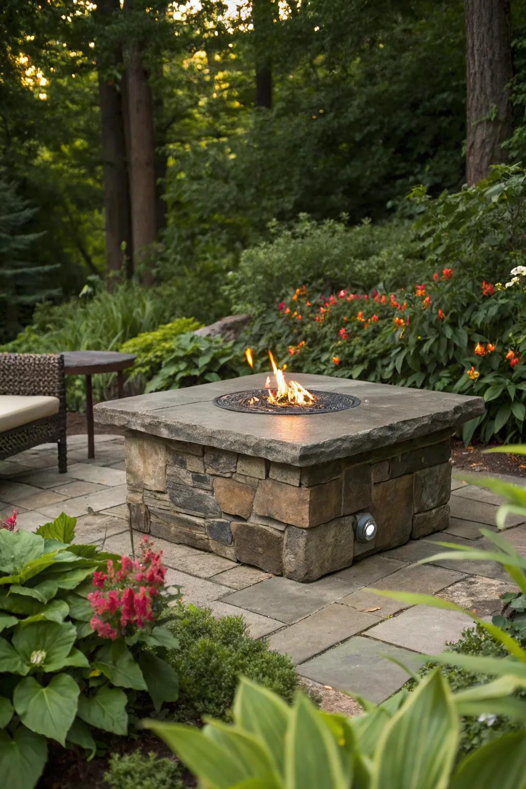 Bring nature home with a stone and slate fire table.