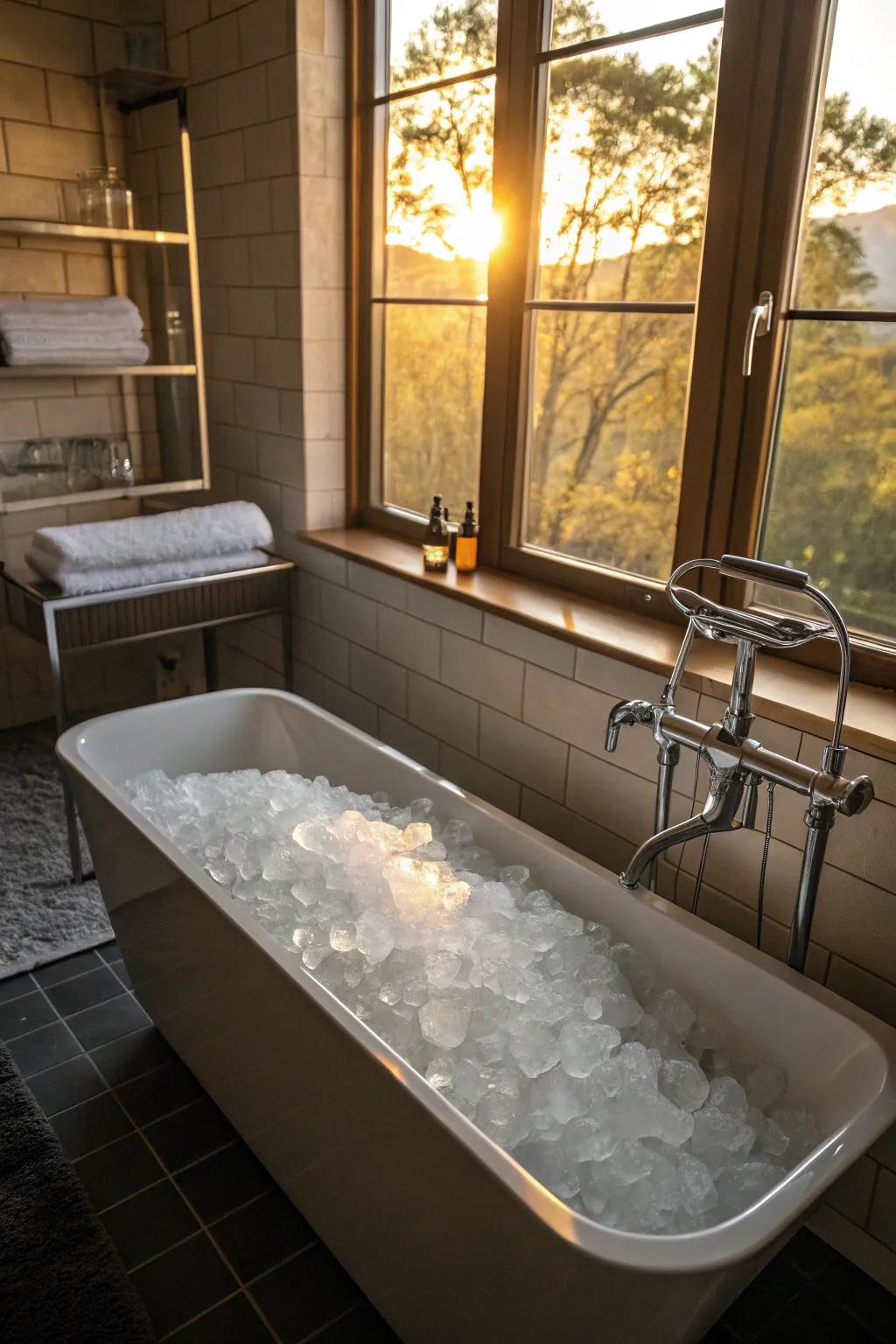 Turn your everyday bathtub into a refreshing ice bath.