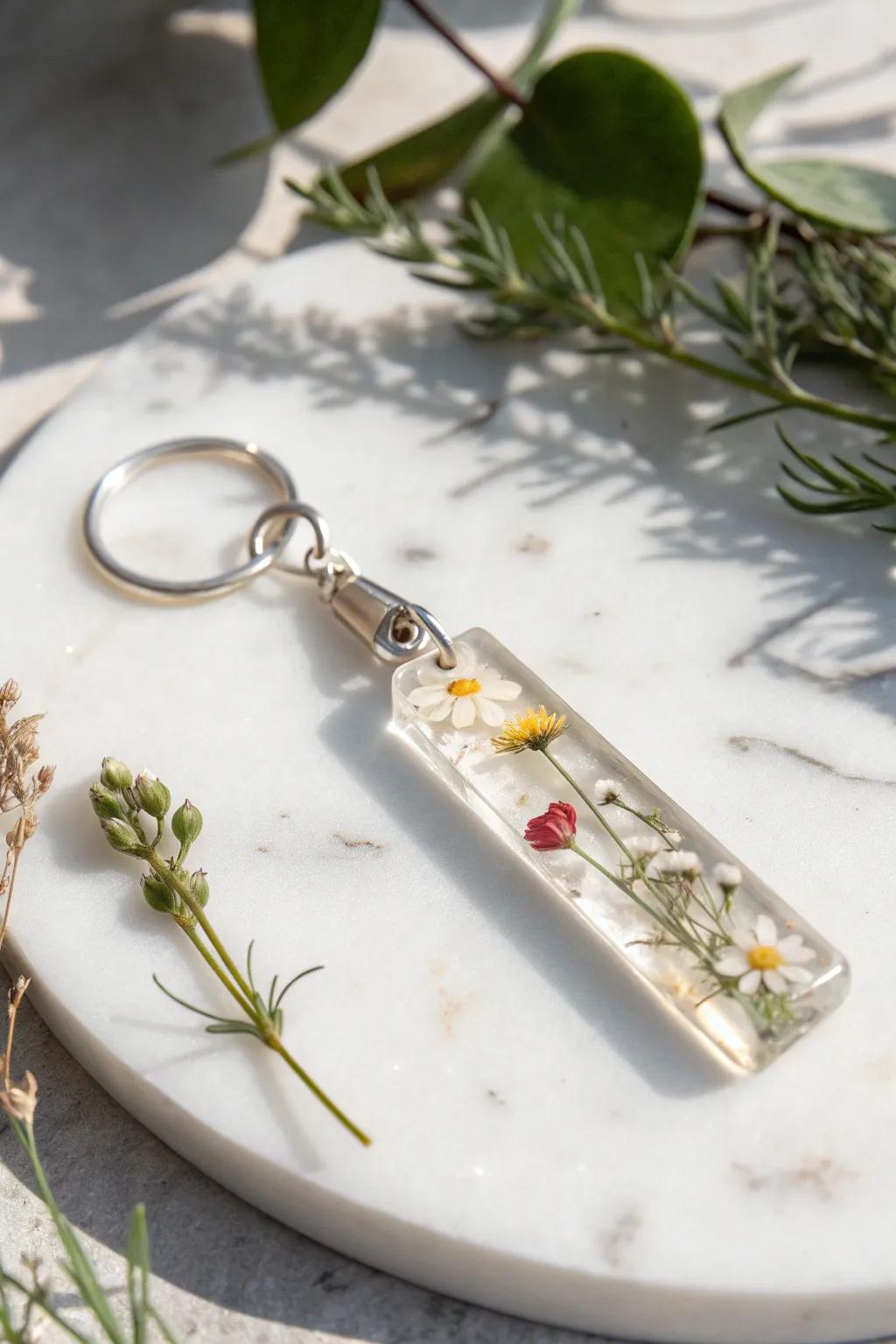 Capture the beauty of nature with handcrafted resin keychains that blend minimalist elegance with boho charm.