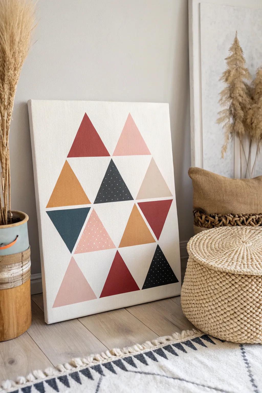 Discover the elegance of simplicity with geometric art on canvas. Perfect for the minimalist soul with a Boho twist.