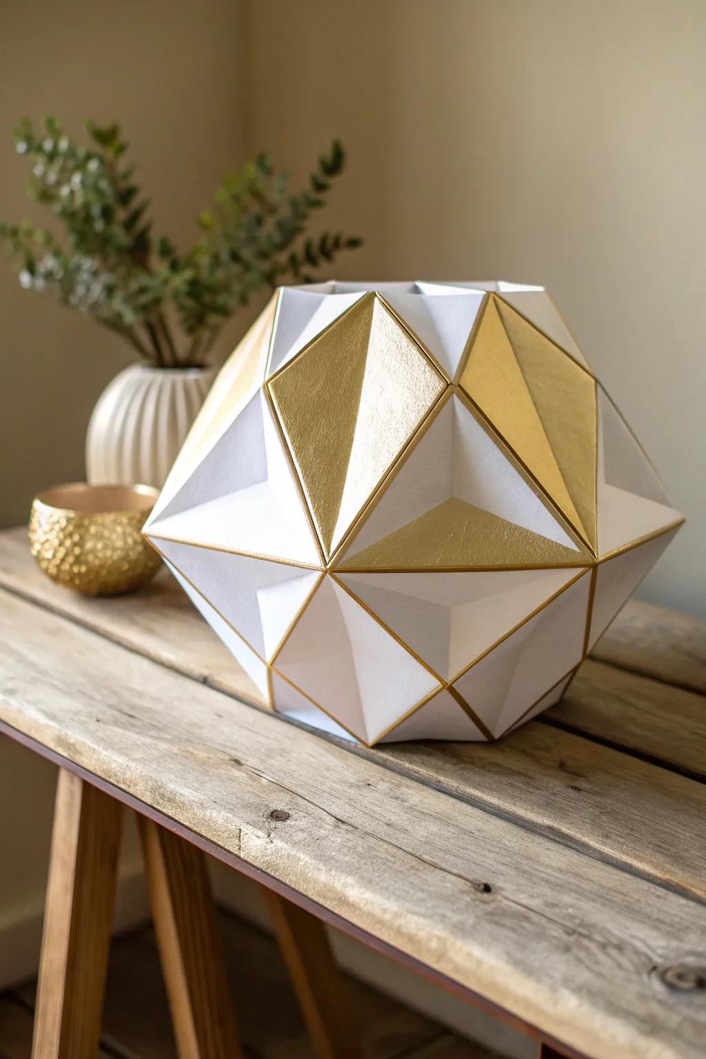 Elevate your dining space with stunning geometric paper art that combines elegance and simplicity.