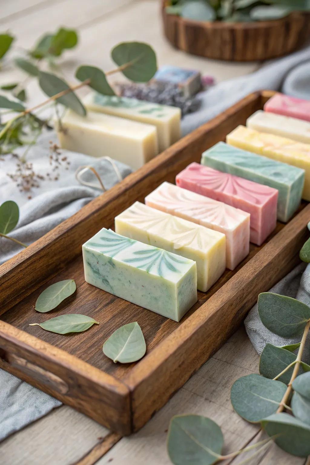 Luxurious marbled soaps, a perfect DIY gift for pampering.