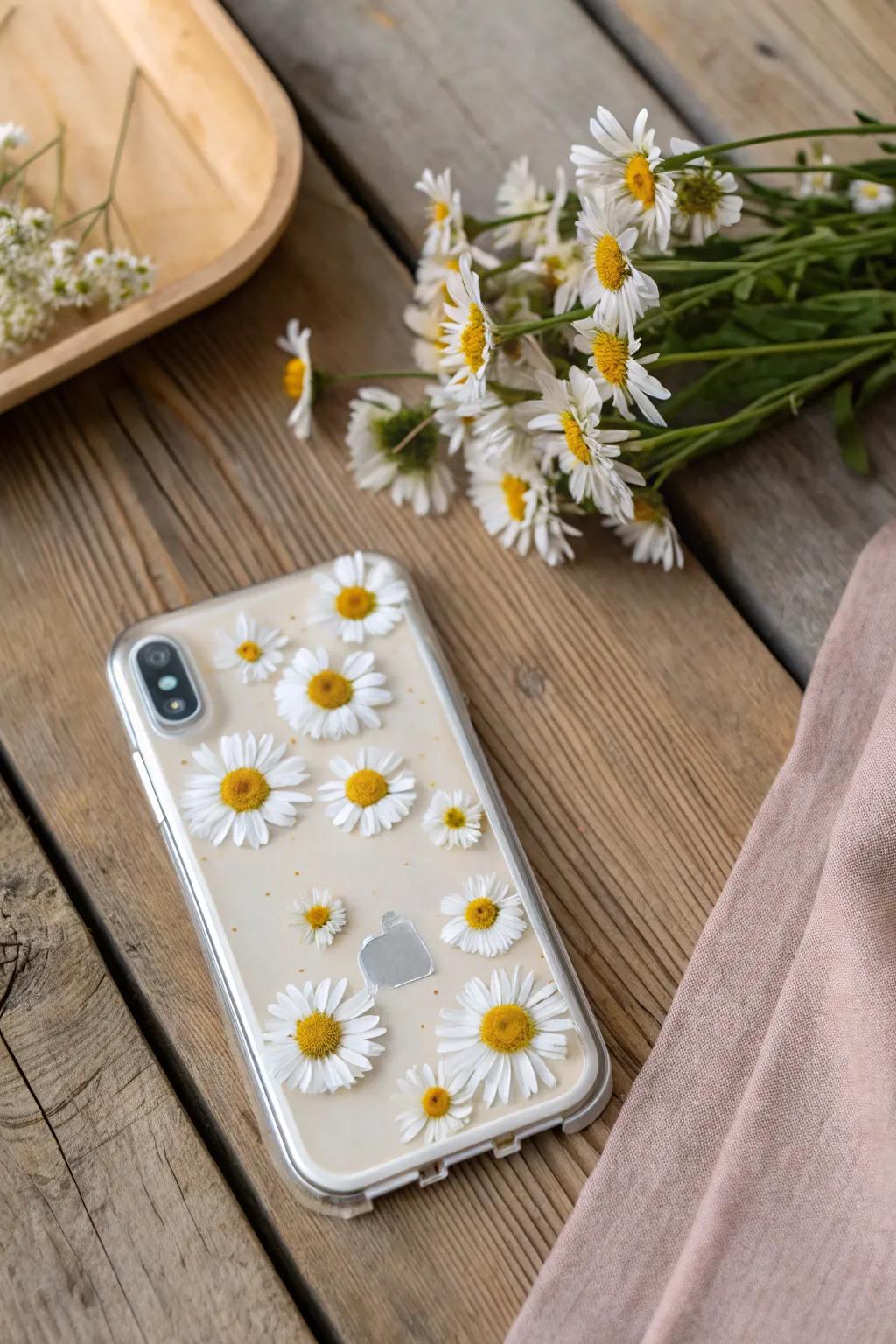 Bring nature along with you by using pressed flowers in your phone case.