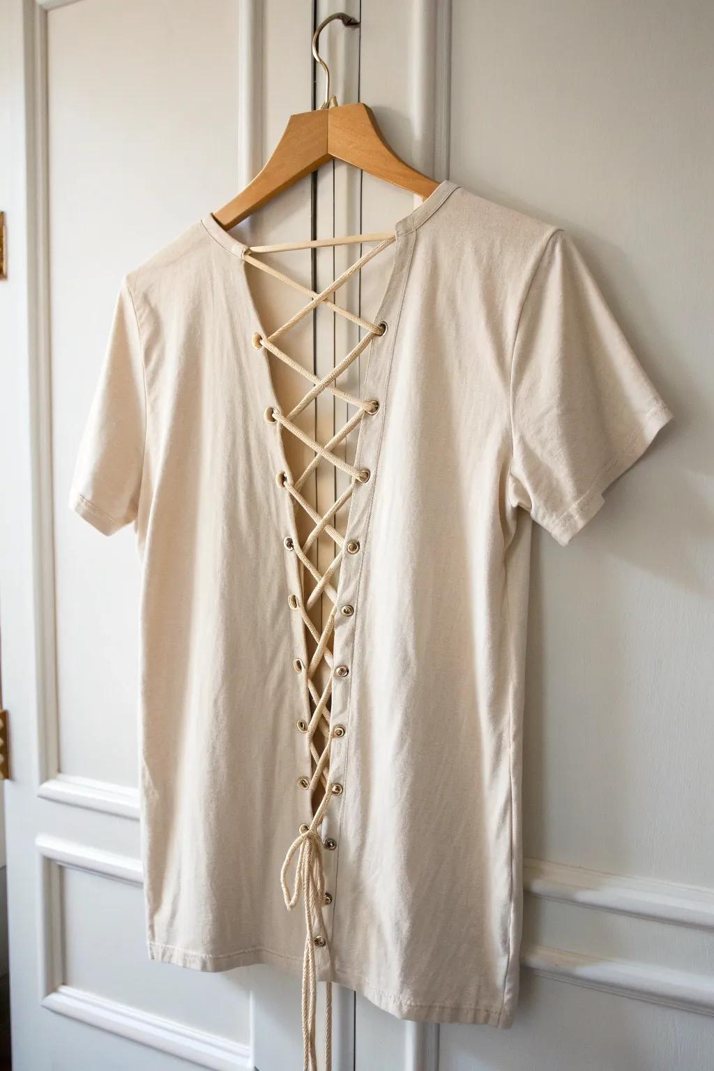 Embrace your inner rebel with this DIY open-back T-shirt design, where simplicity meets edge.