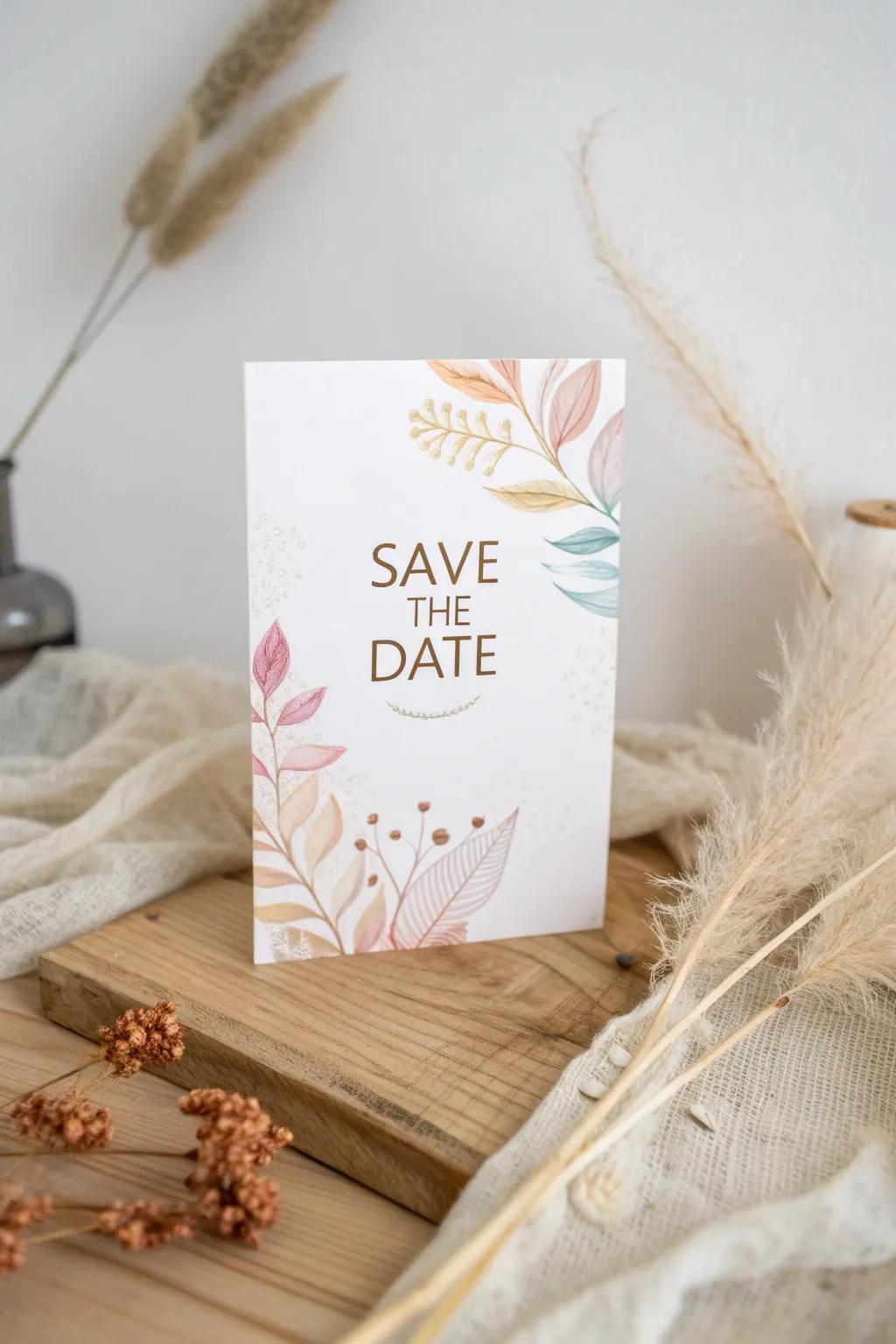 Sophisticated simplicity: Let elegant typography make your 'Save the Date' cards unforgettable.