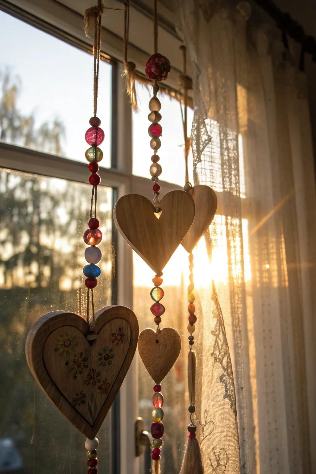 Boho beaded hearts add a touch of whimsy to any space.