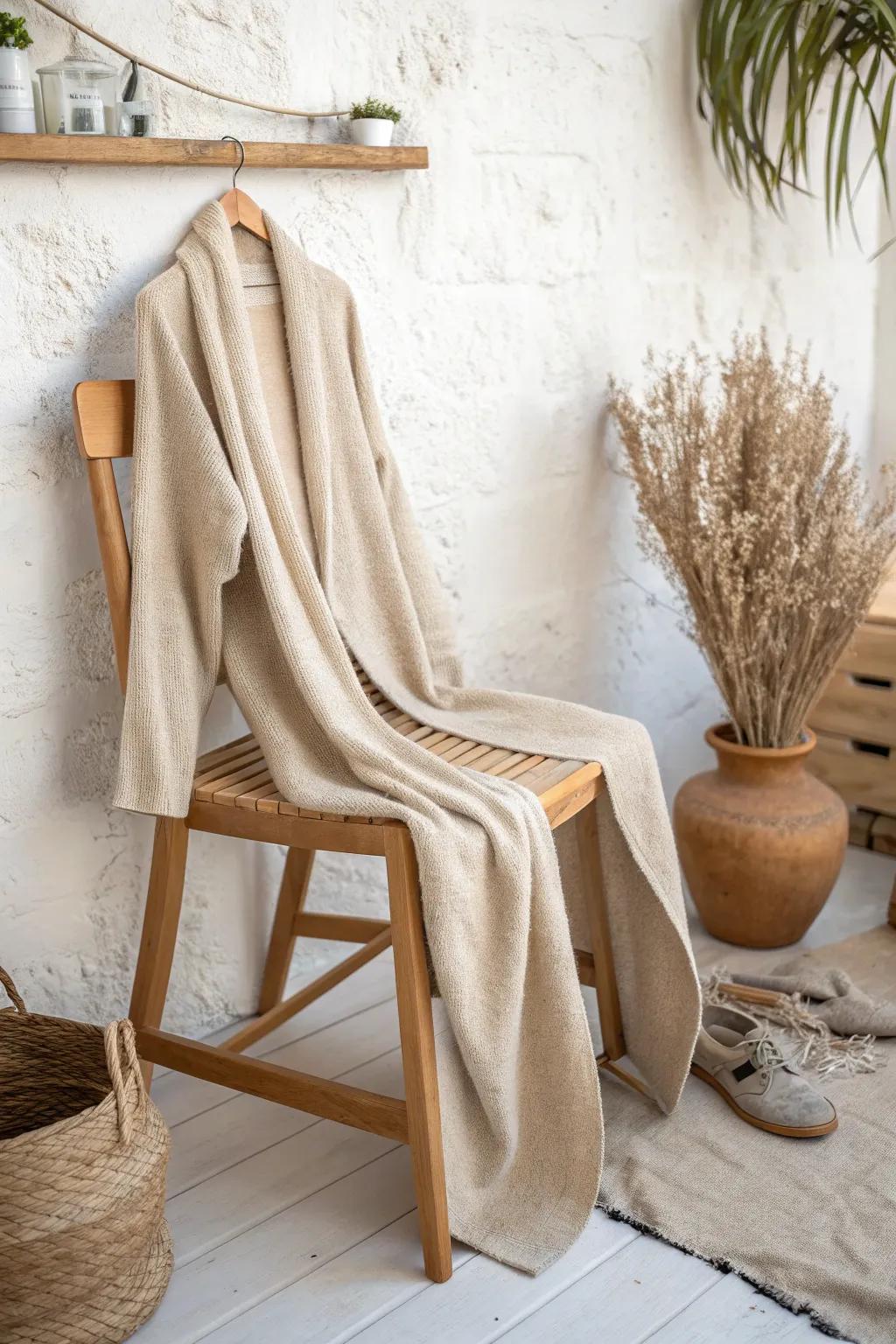 Embrace timeless style with an earthy-toned duster cardigan, effortlessly chic and beautifully crafted.