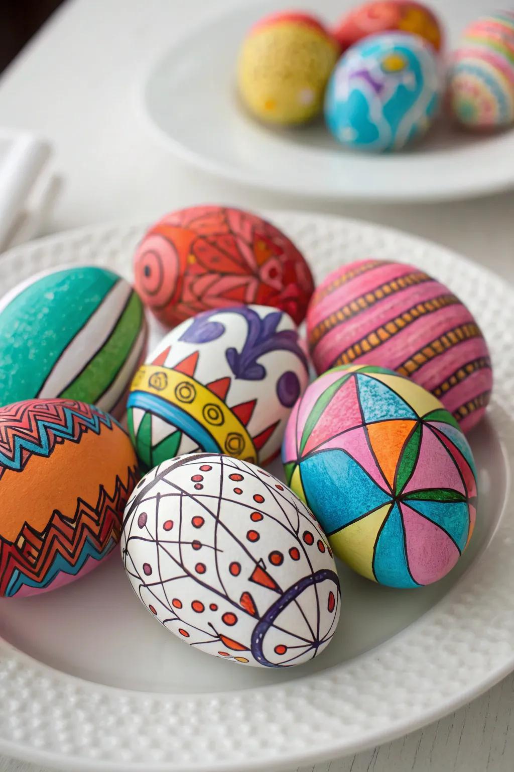 Abstract art eggs offer a modern twist on traditional Easter decor.