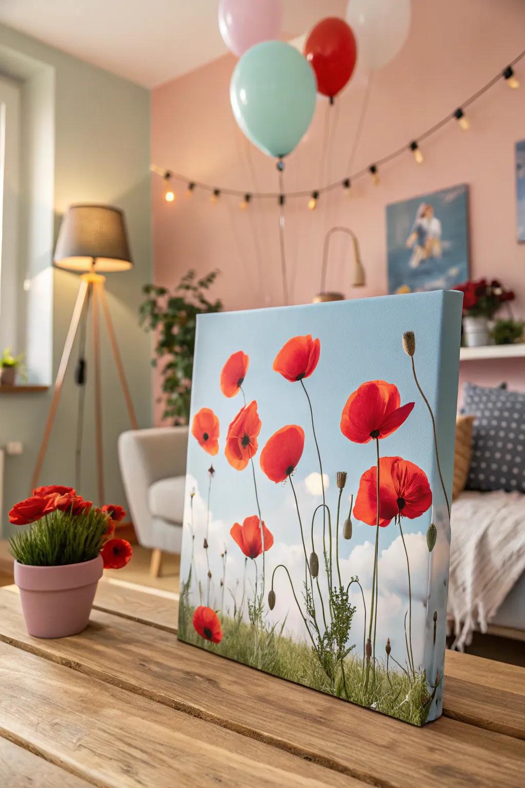 Bring a burst of color with balloon-printed poppies.