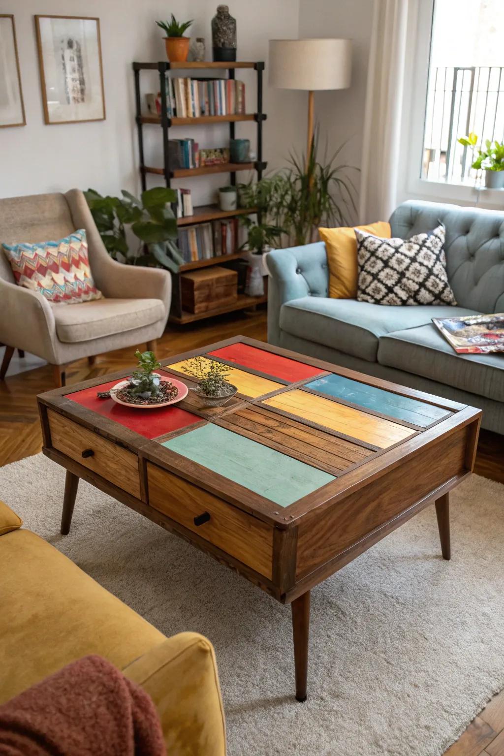 Color blocking breathes new life into old furniture.