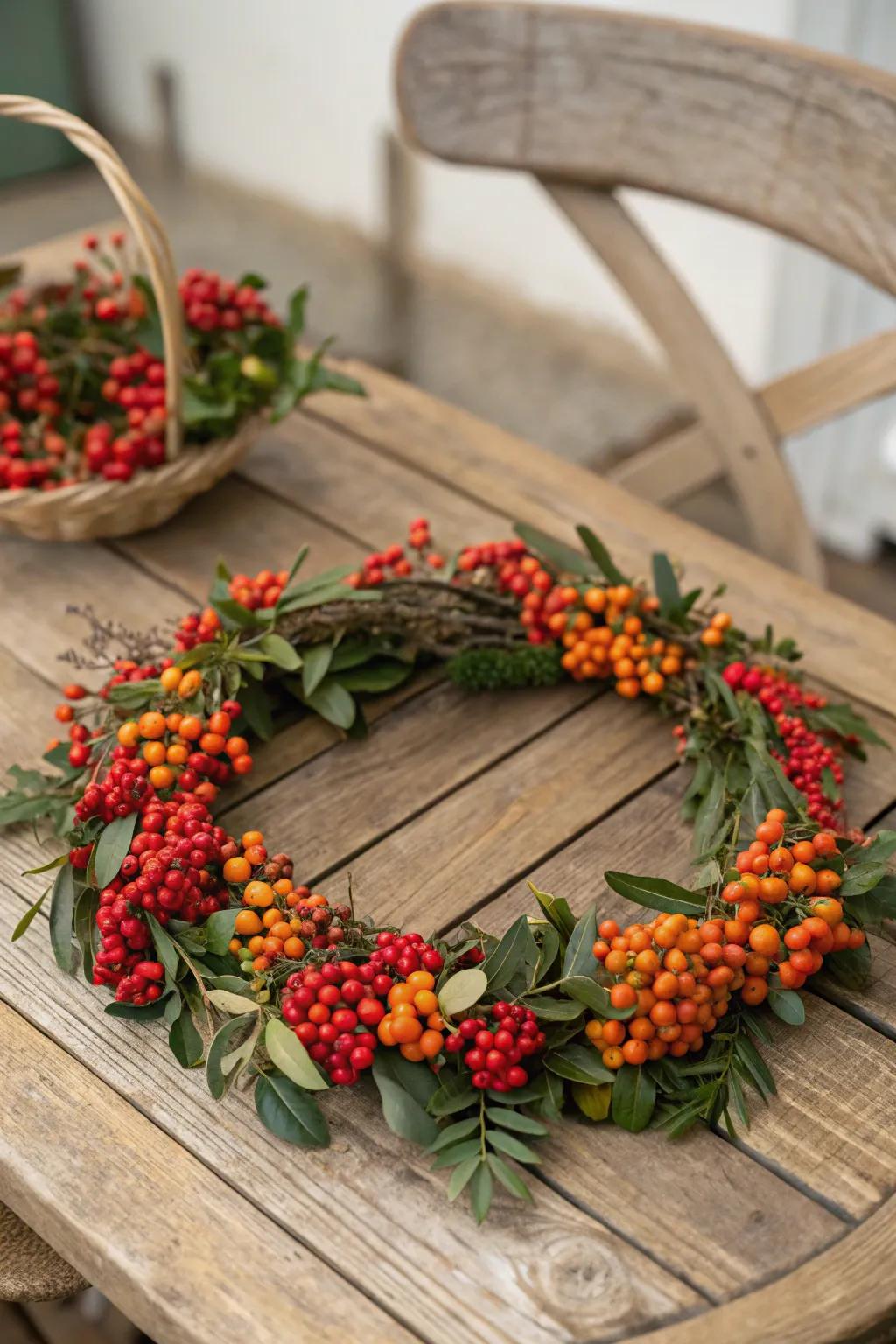 Bright berry accents bring a lively touch to any wreath.