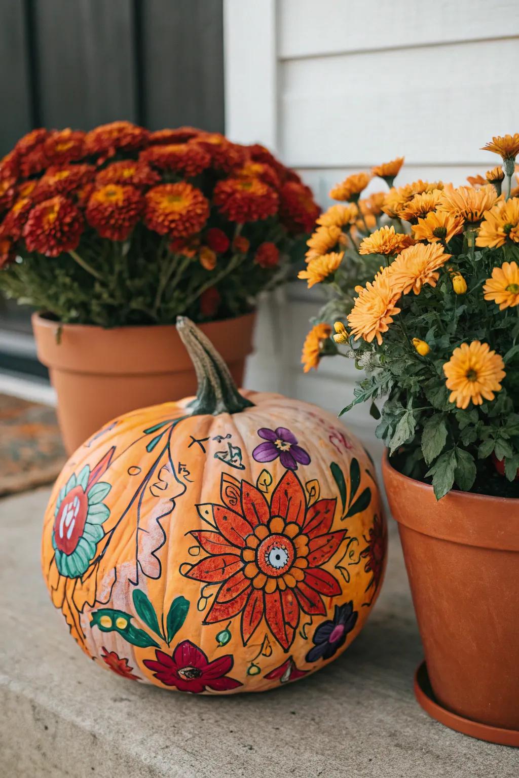 Hand-painted floral designs bring warmth and color to your decor.