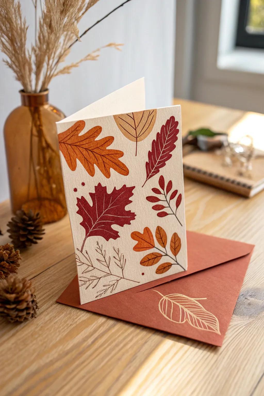 Embrace the warmth of fall with this minimalist card, a perfect blend of Scandinavian simplicity and Boho charm.