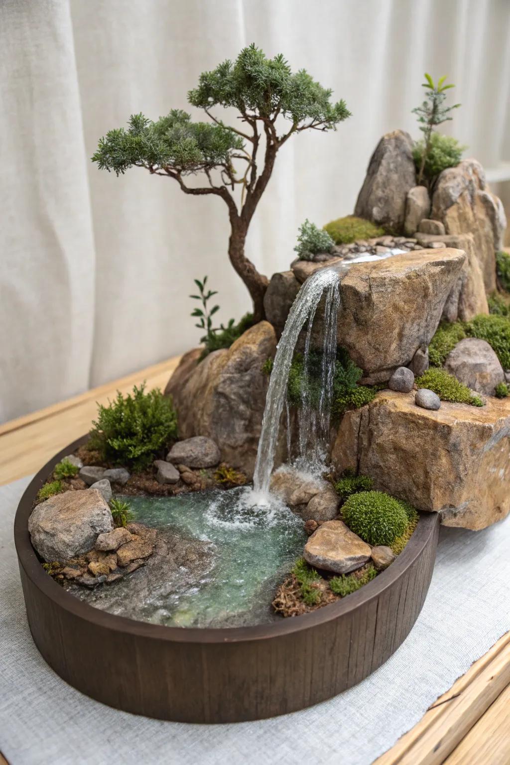 Embrace tranquility with this enchanting mystical waterfall diorama, where craftsmanship meets natural beauty.