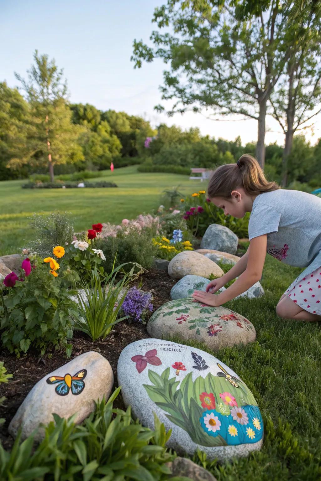 Bring a touch of nature to your dad's garden with painted rocks.