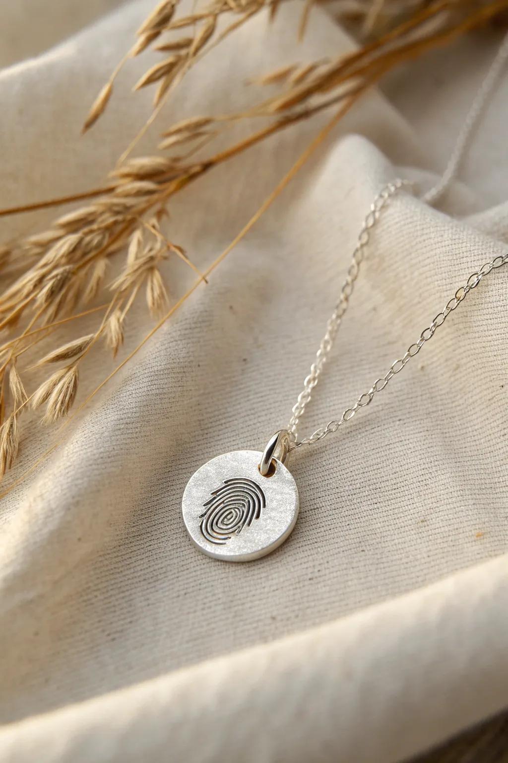 Carry a piece of your loved one close to your heart with this elegant fingerprint pendant.