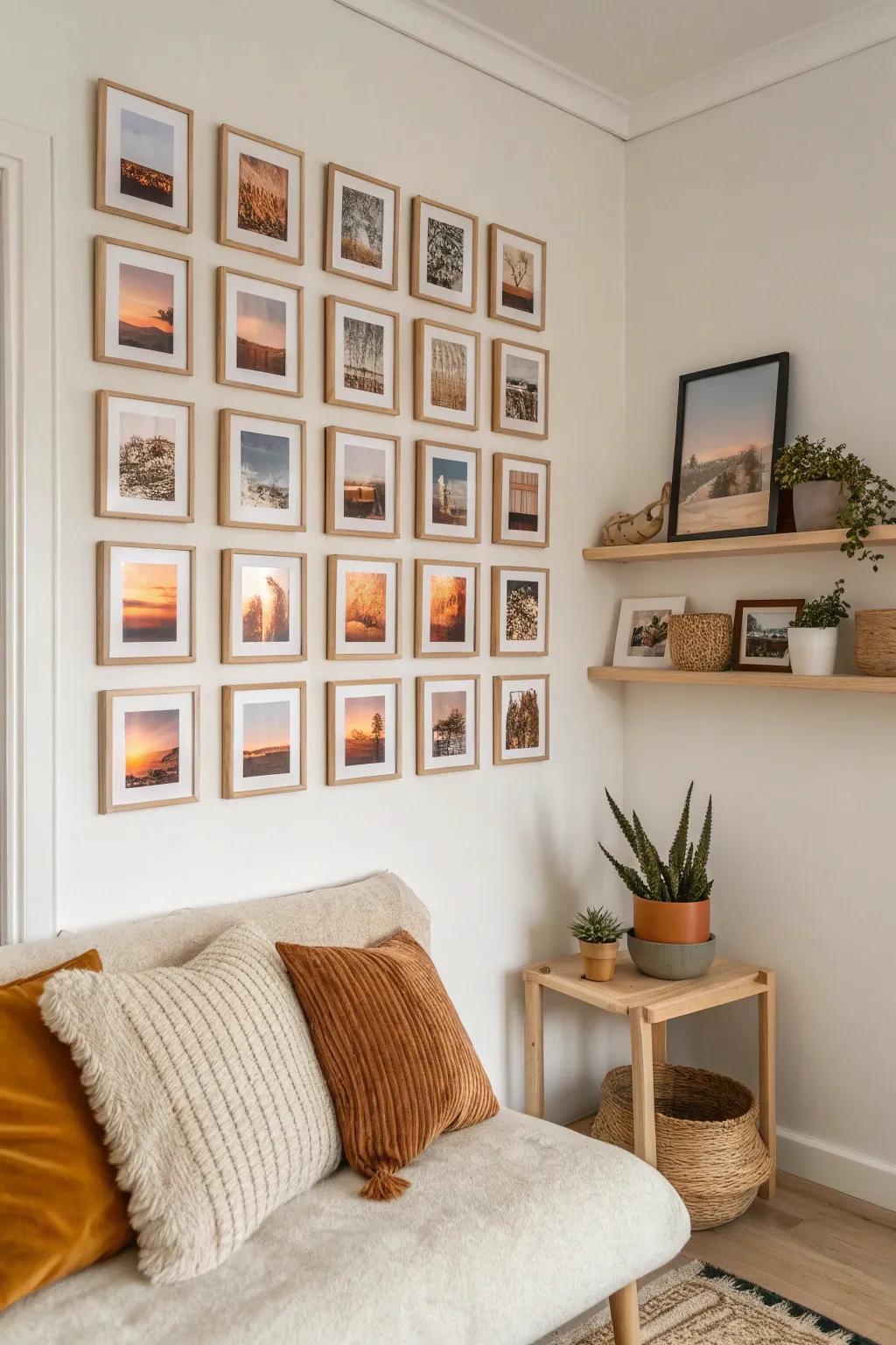 Transform your walls with a touch of nostalgia and style. Create your own cozy photo collage!