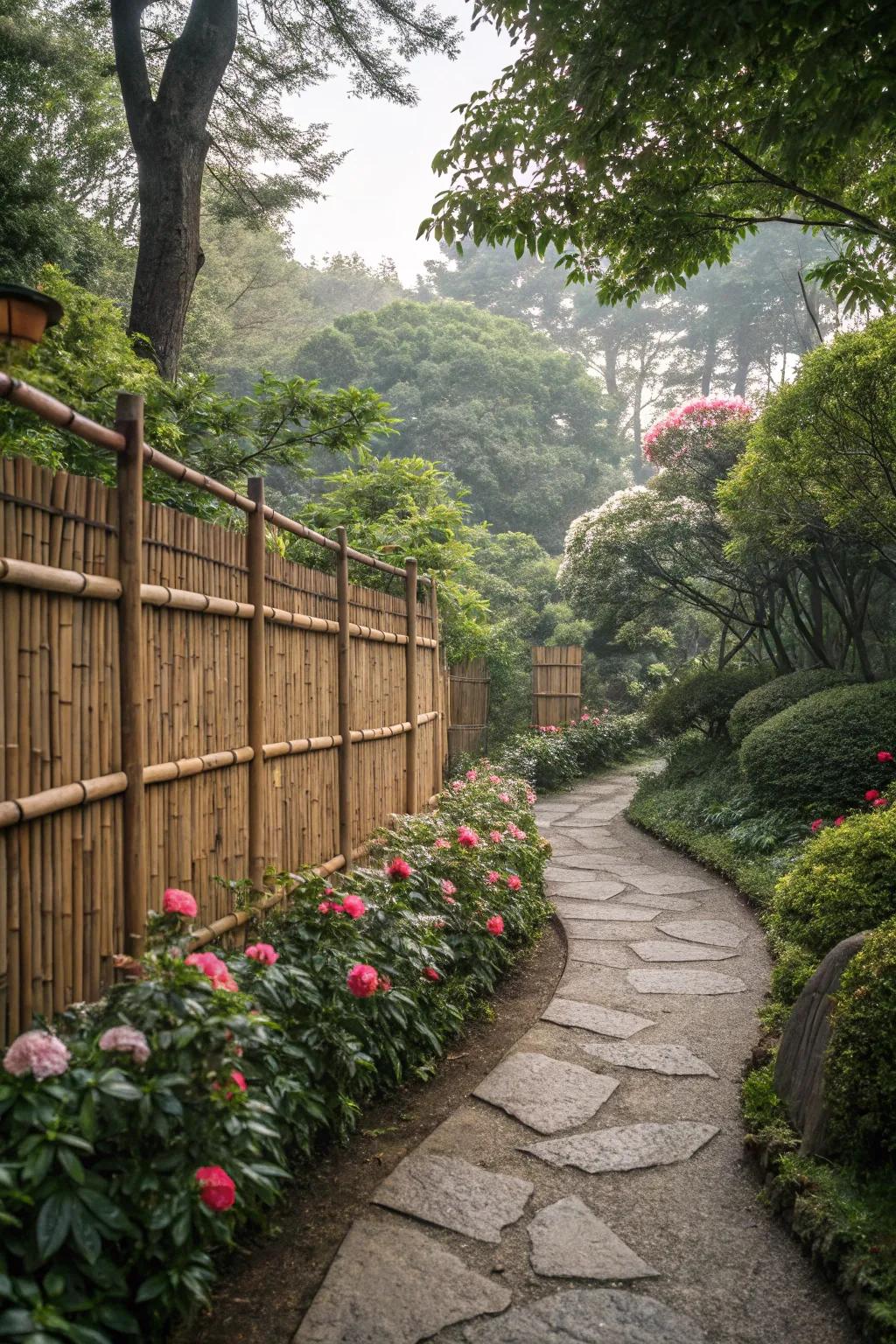 Eco-friendly bamboo fencing adding a touch of zen.