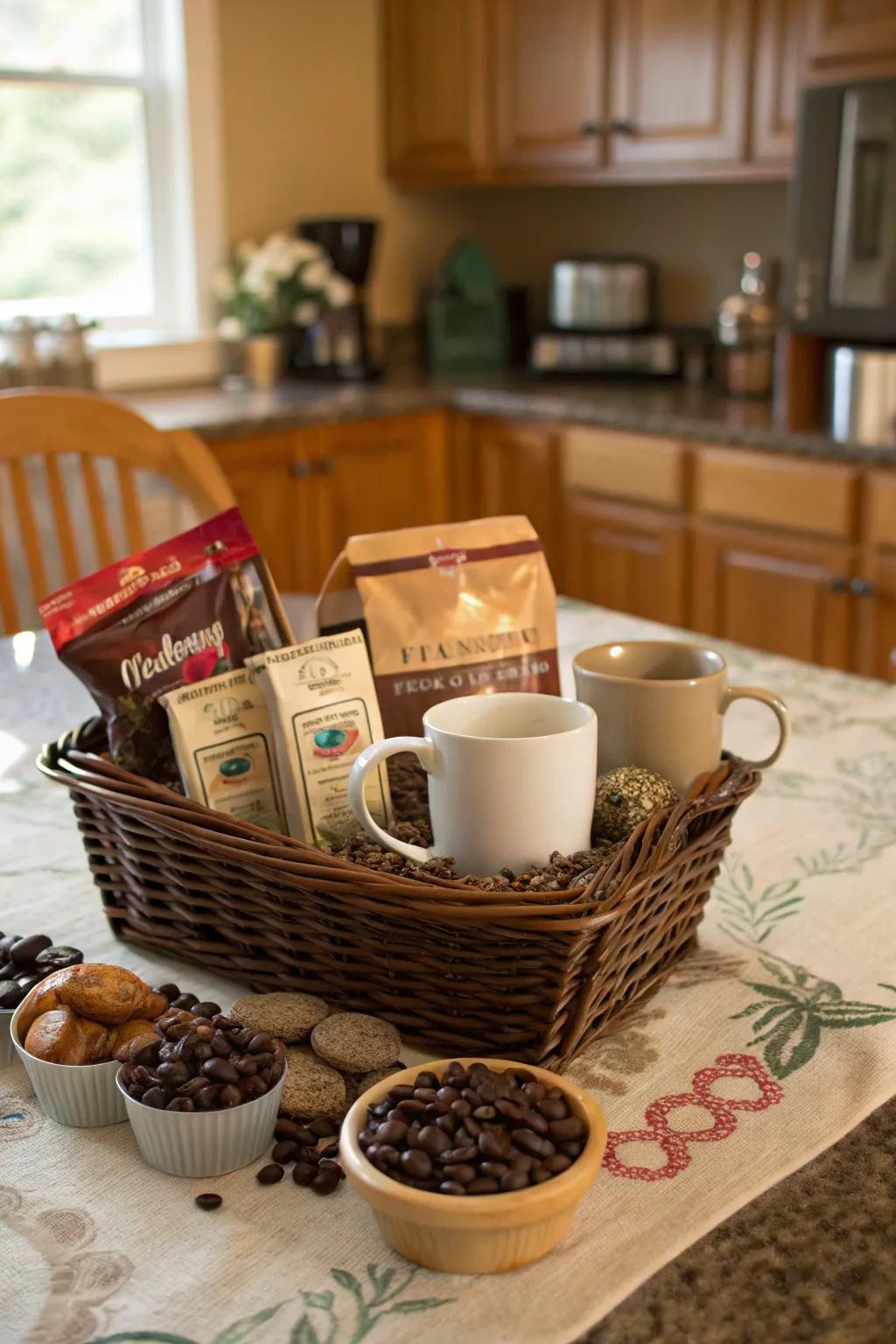 Fuel their passion with a coffee lover's gift basket.