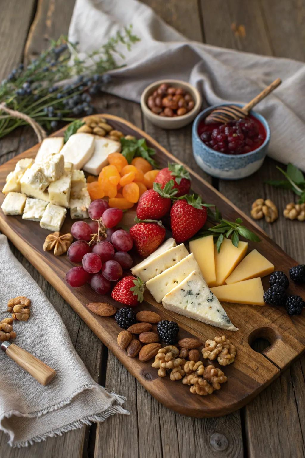 An elegant charcuterie board, perfect for hosting memorable gatherings.