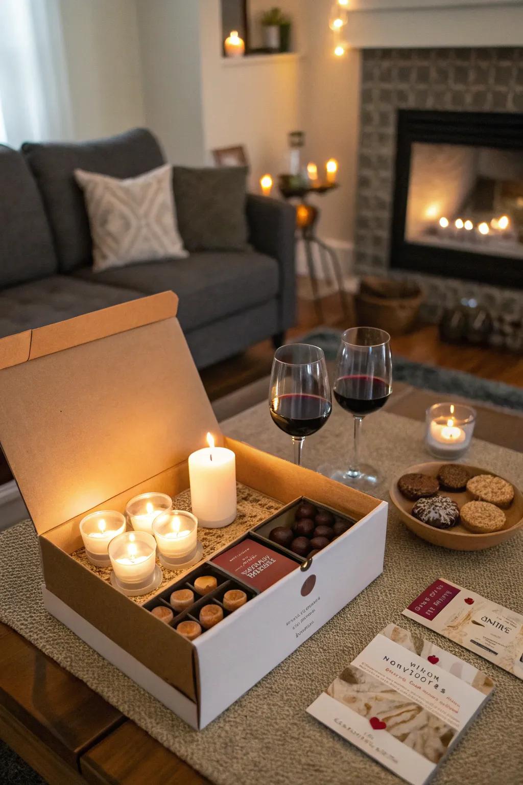 Keep the excitement alive with a monthly date night box.