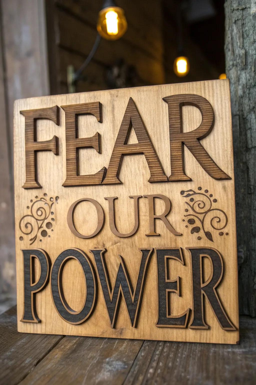 Elevate team spirit with handcrafted inspiration - 'Fear Our Power!'