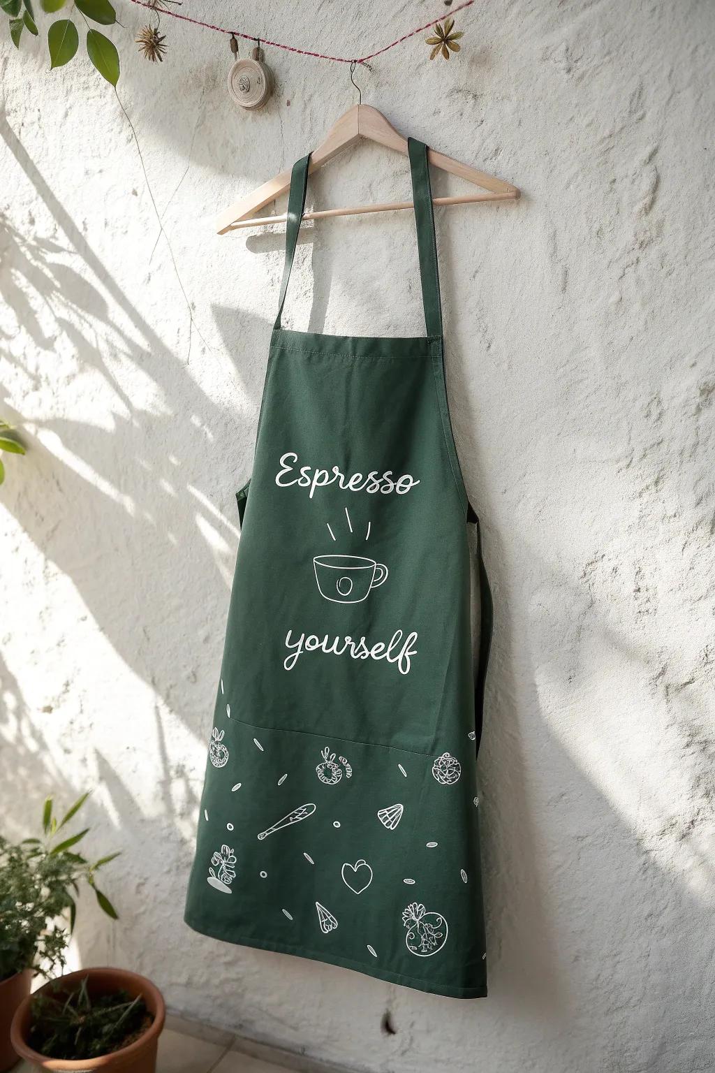 Brew-tiful Inspiration: Elevate your kitchen style with a coffee-themed apron that's as charming as it is functional.