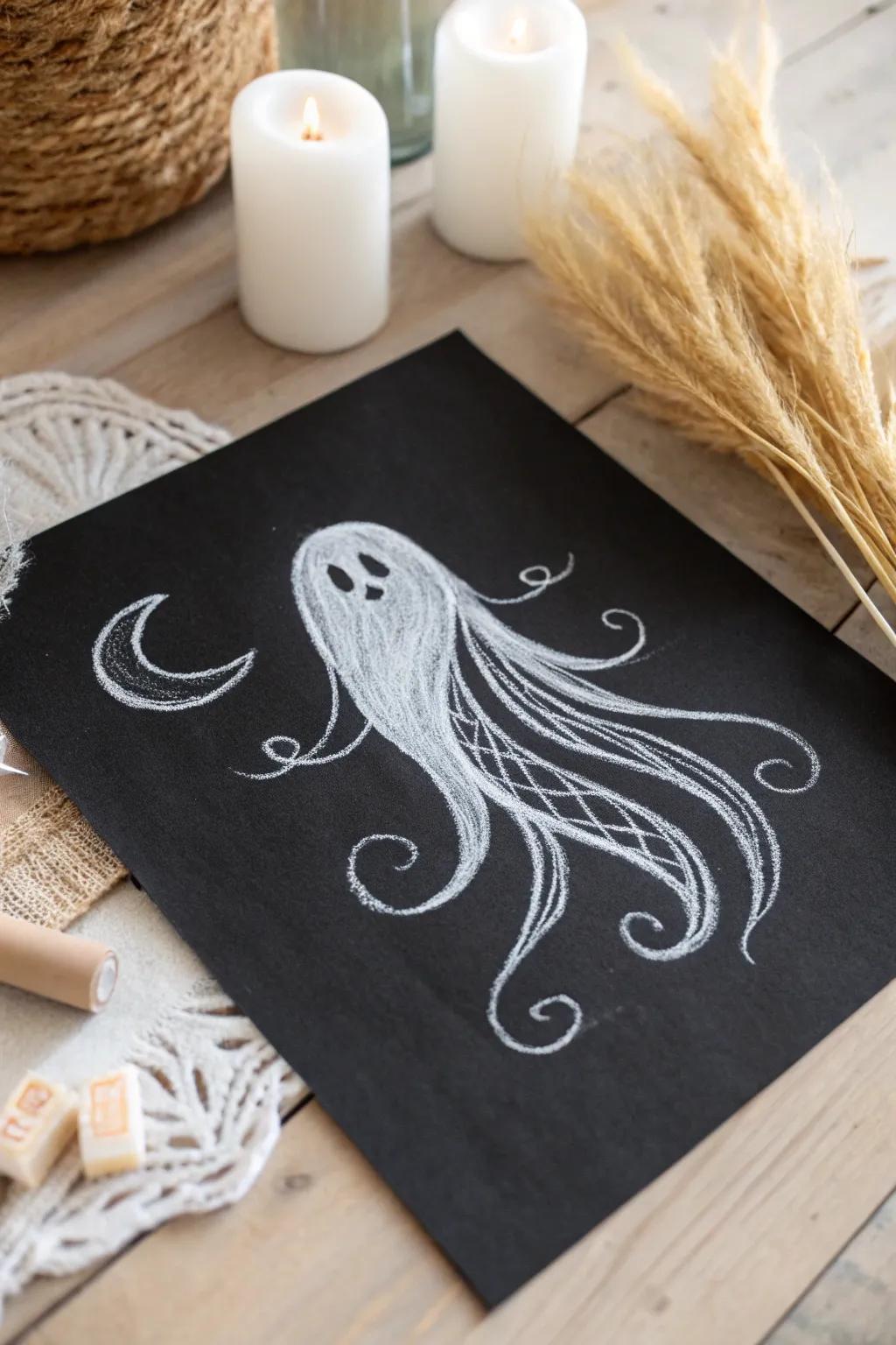 Embrace the spirit of Halloween with these charming chalk ghost drawings!