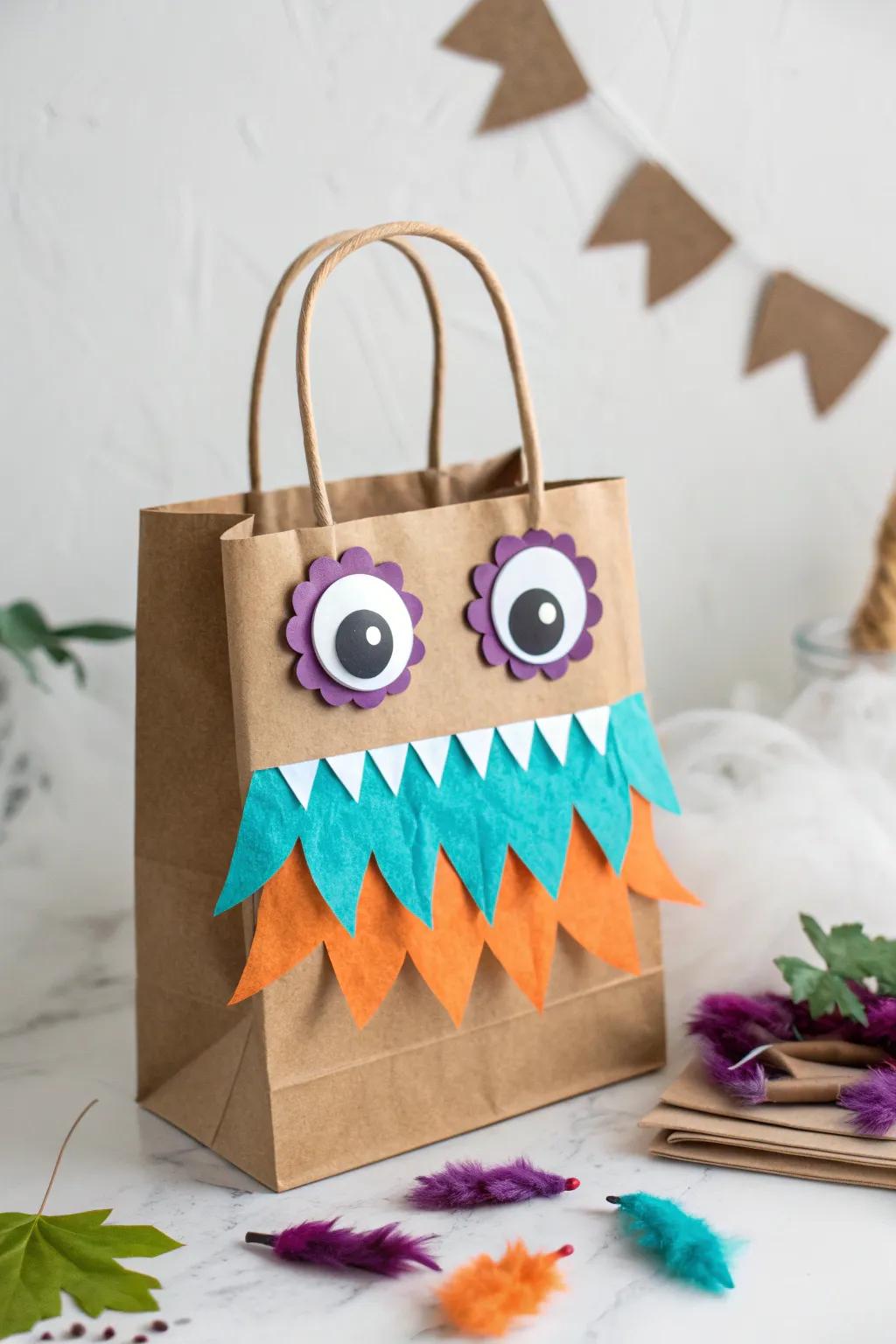 Unleash your creativity this Halloween with charming monster paper bags that bring a playful touch to minimalist decor!