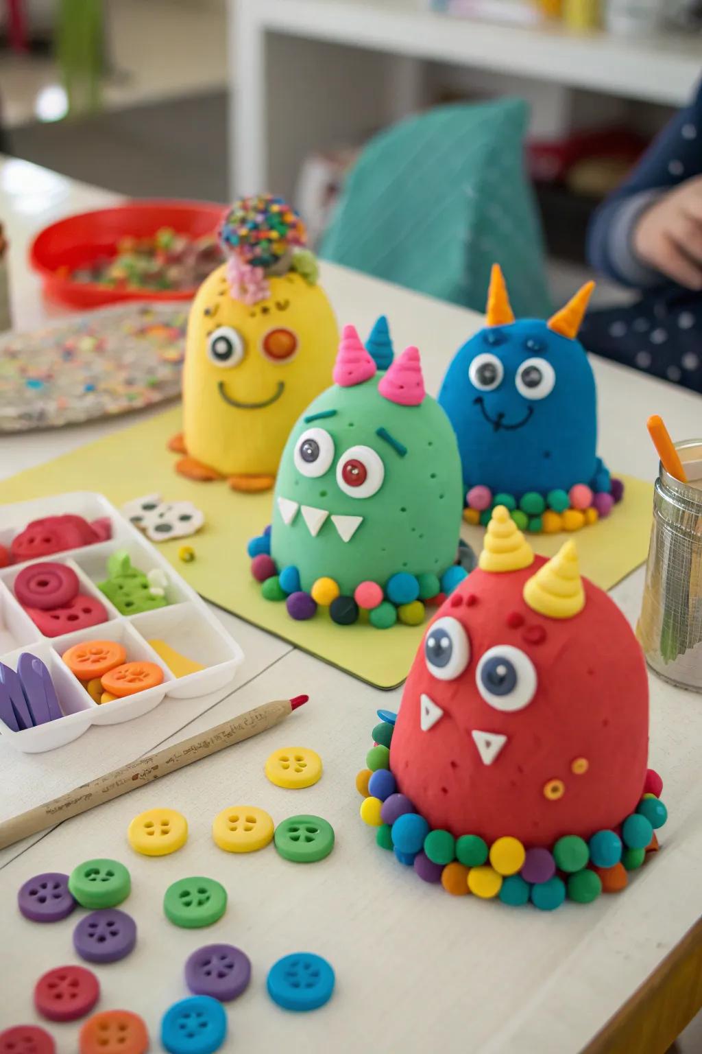 Monsters come in all shapes and sizes with colorful playdough.