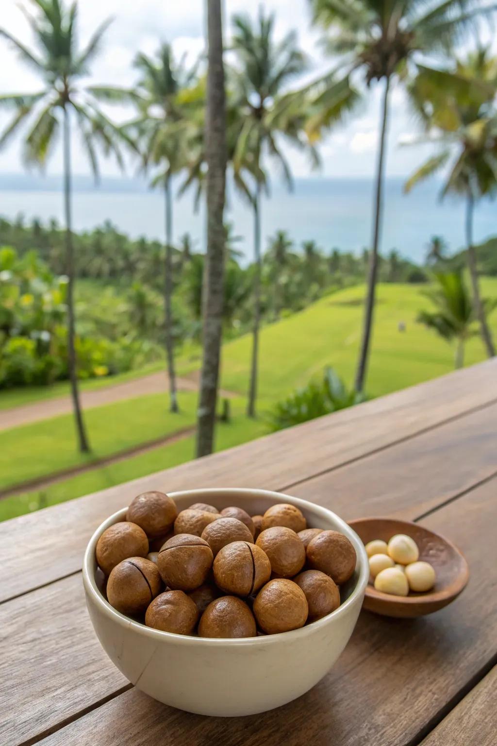 Macadamia nuts, a tasty treat with a hint of Hawaiian flair.