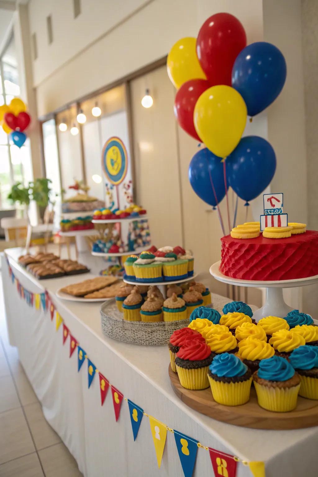 Sweet treats in school colors make dessert tables both delicious and decorative.