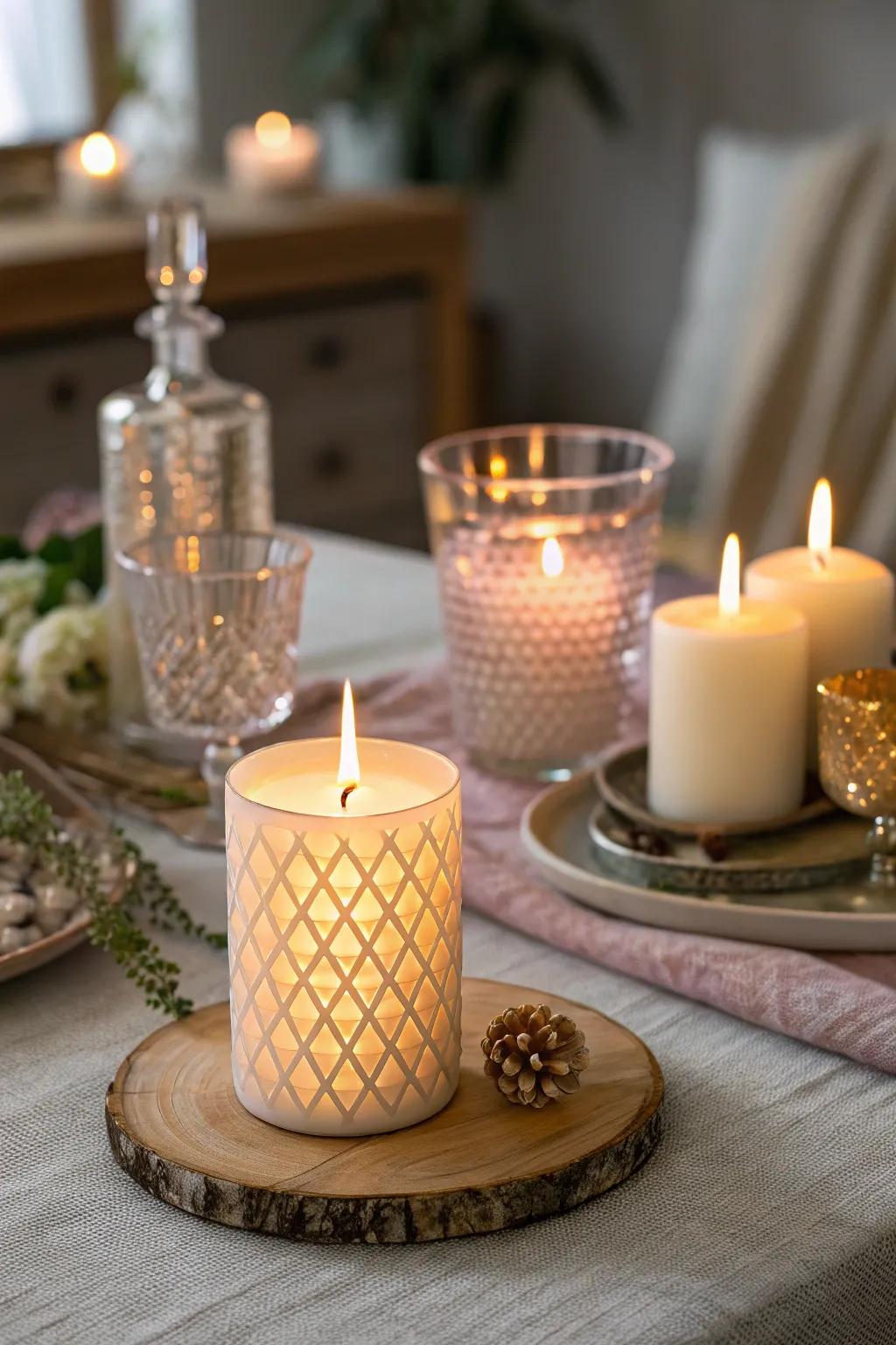 Scented candles add warmth and a calming aroma to any room.