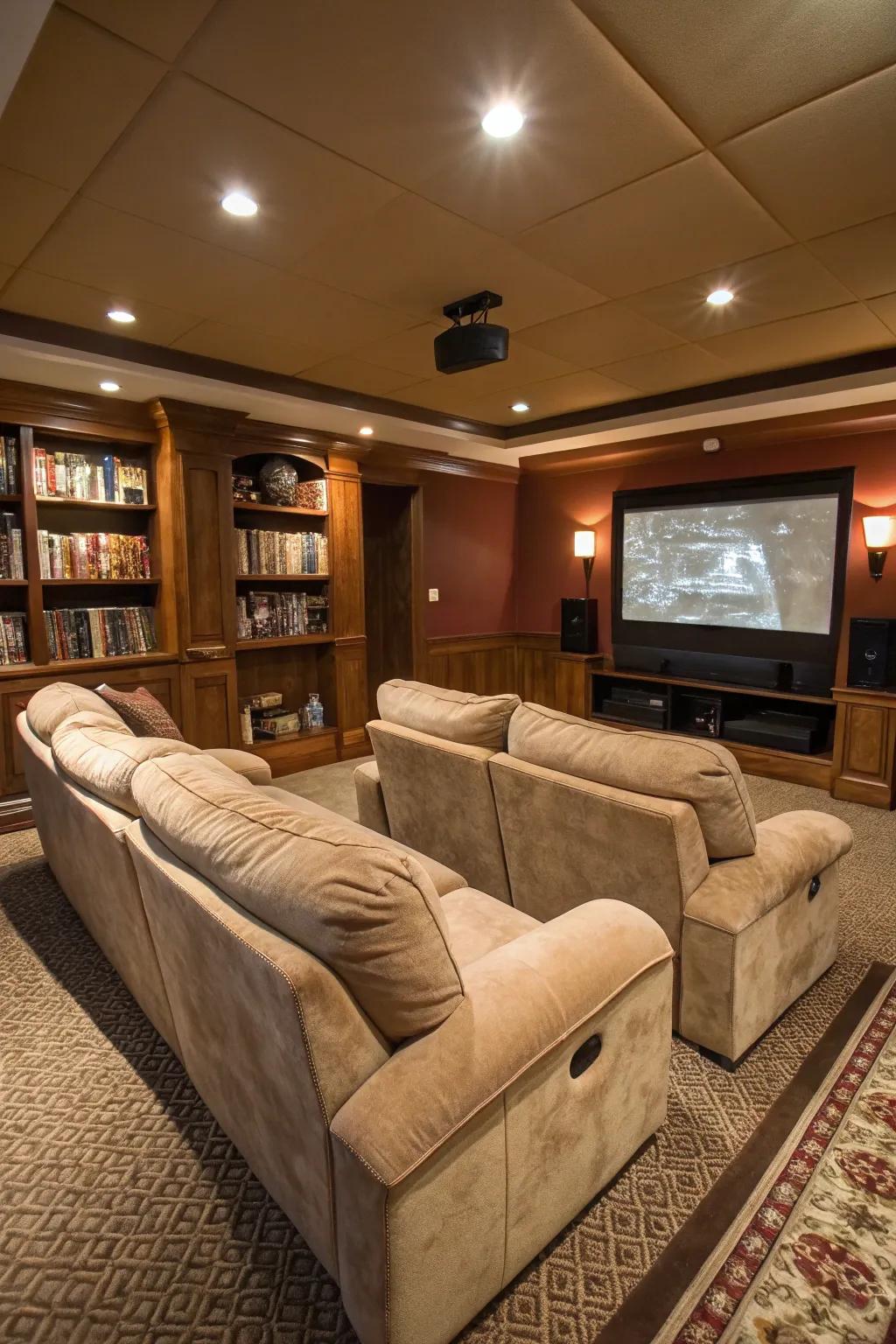 Comfortable, personalized seating makes movie nights more enjoyable.