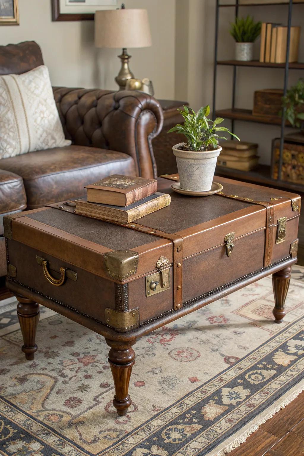 Transform your living space with a vintage suitcase coffee table – where history meets style.