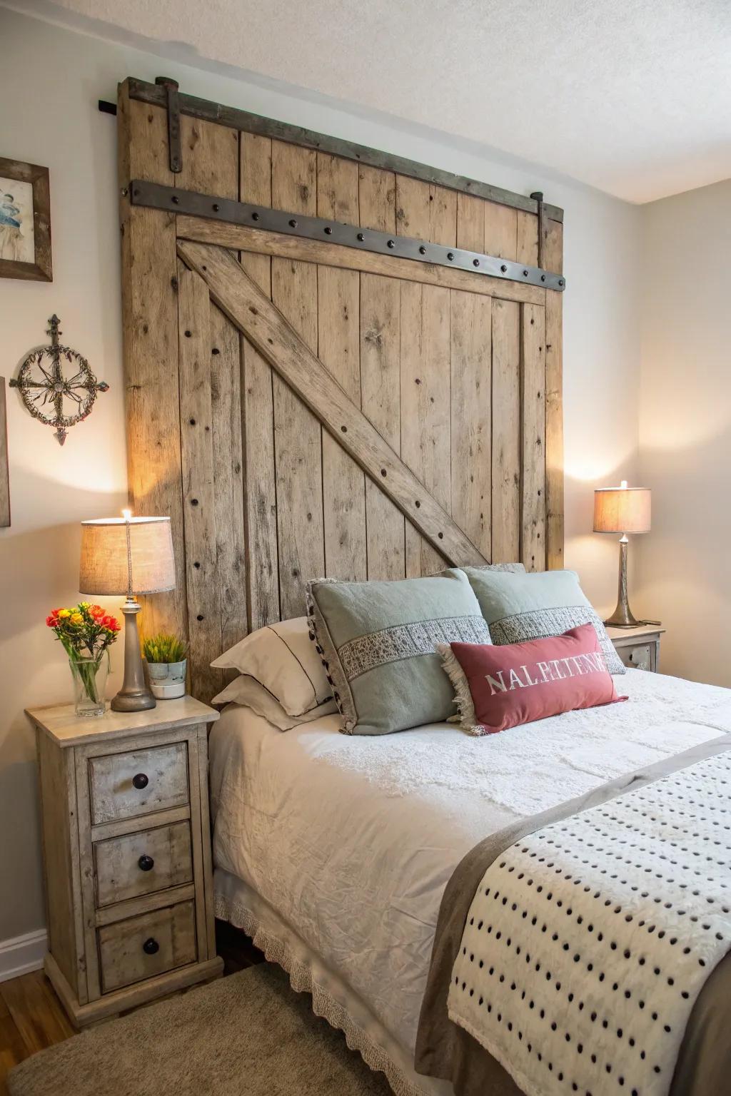 Add charm to your bedroom with a headboard from an old door.