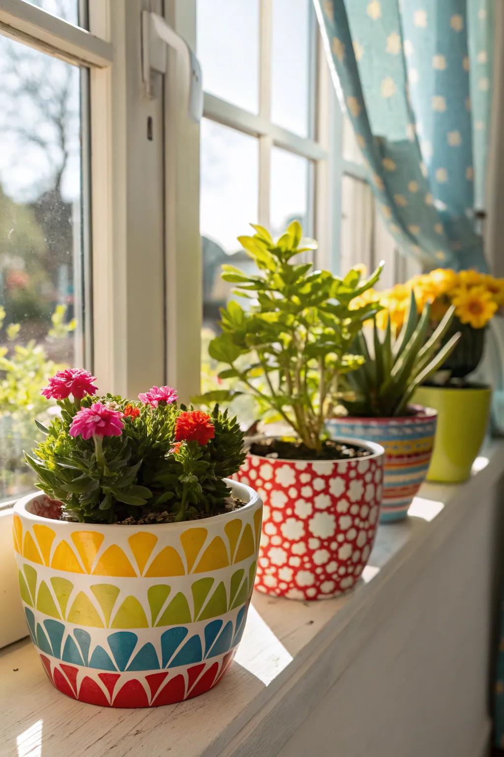 Decorative planters elevate any plant display with charm and color.