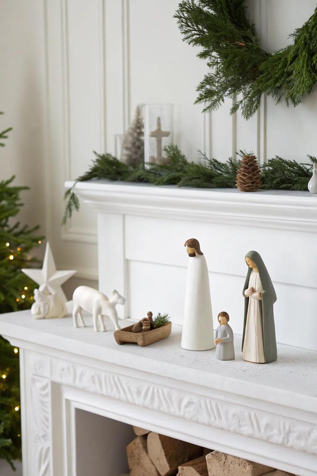 Embrace simplicity with a minimalist nativity scene.