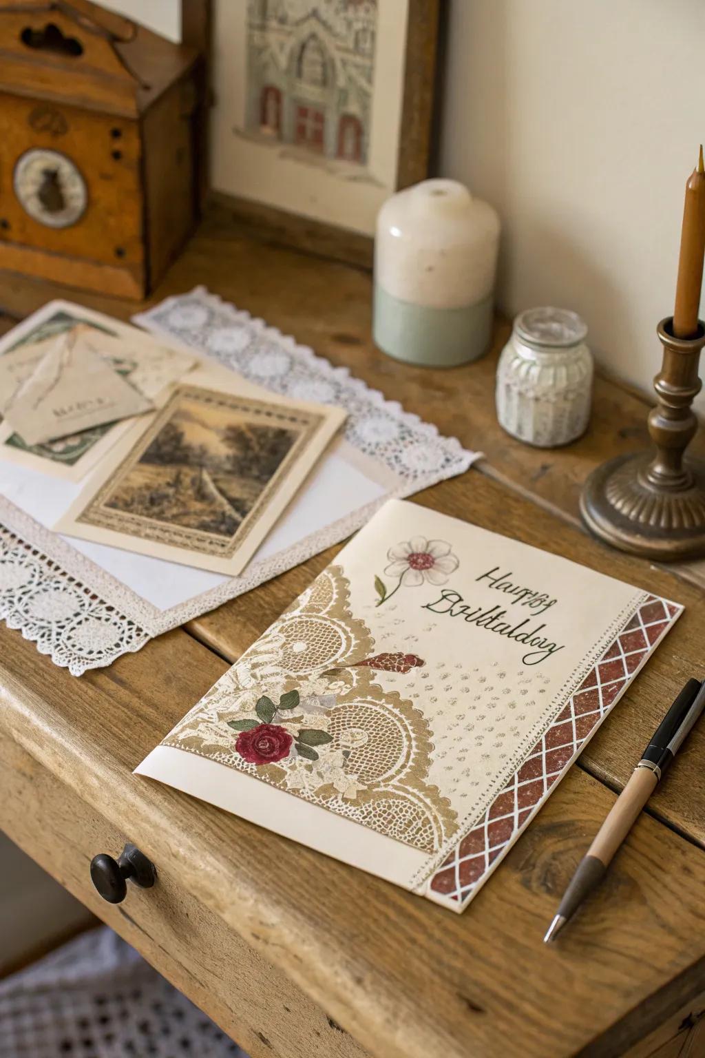 A charming vintage-inspired birthday card.