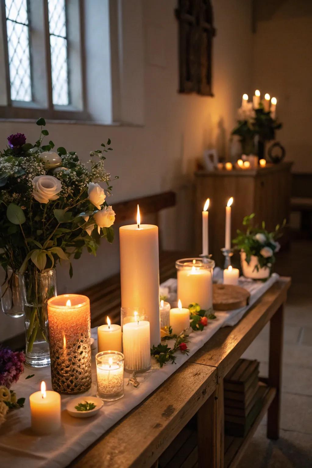 A candlelit centerpiece offering warmth and reflection.