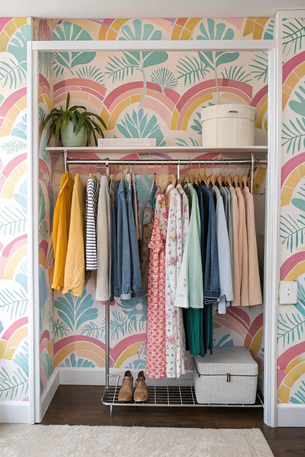 A splash of color can transform your closet into a lively space.