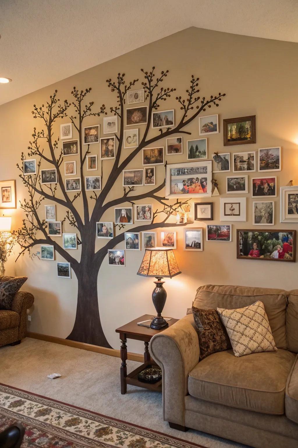 A unique family tree photo collage showcasing generations of family memories.