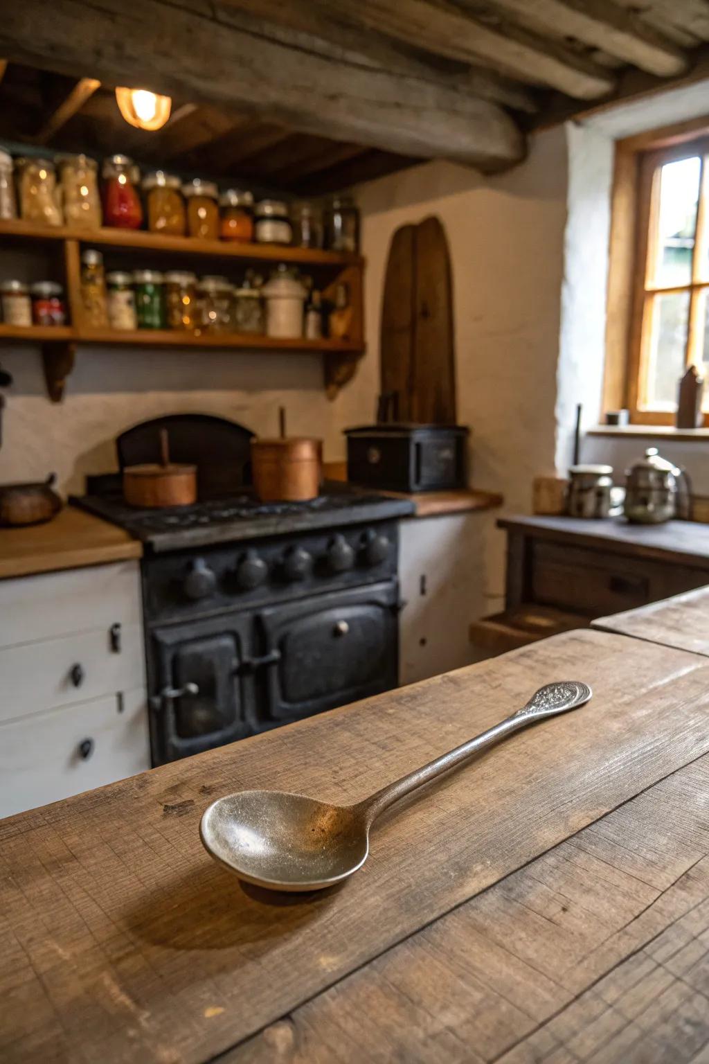 A forged spoon adds a handmade touch to your kitchen.