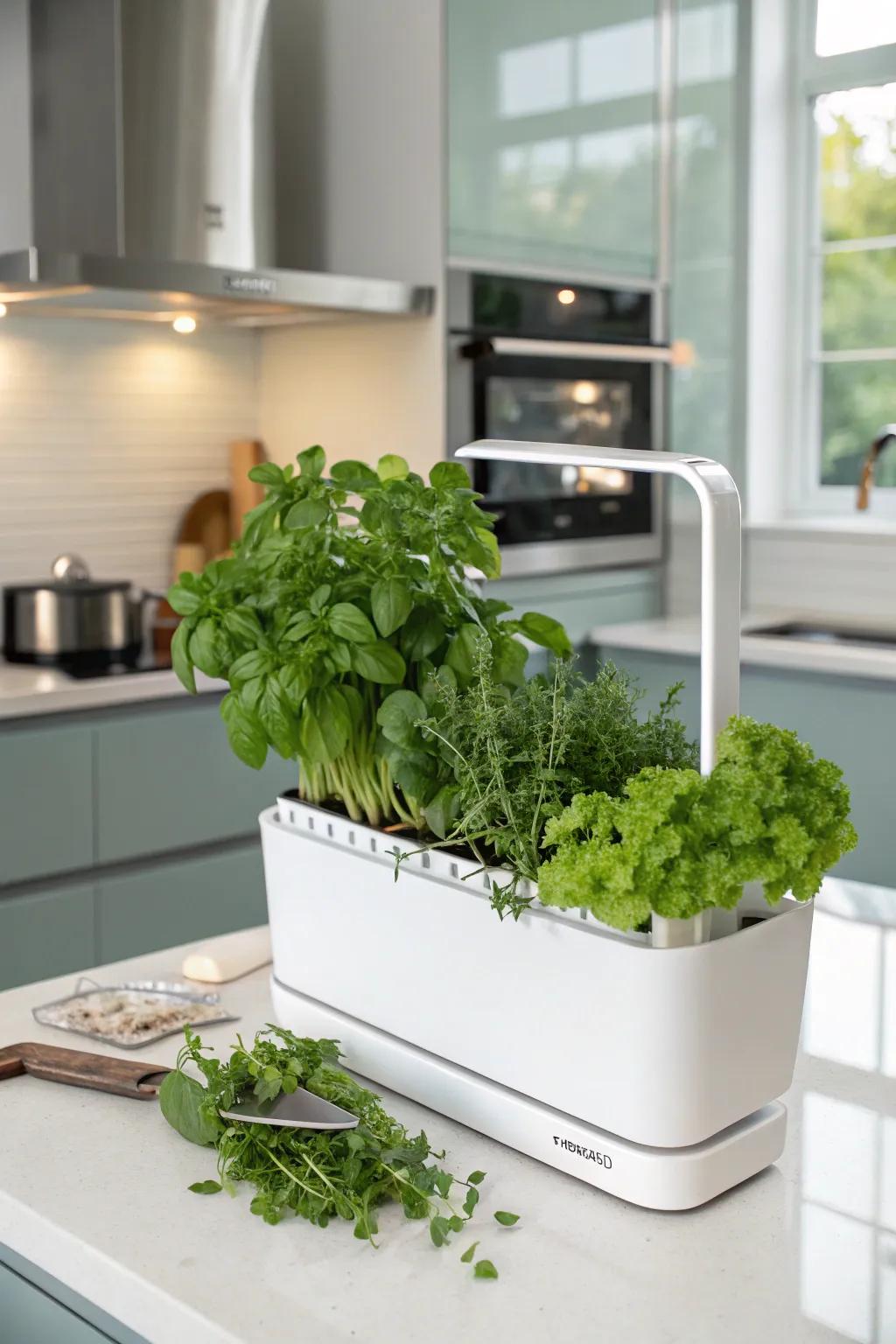 Grow fresh herbs effortlessly with a smart garden kit.