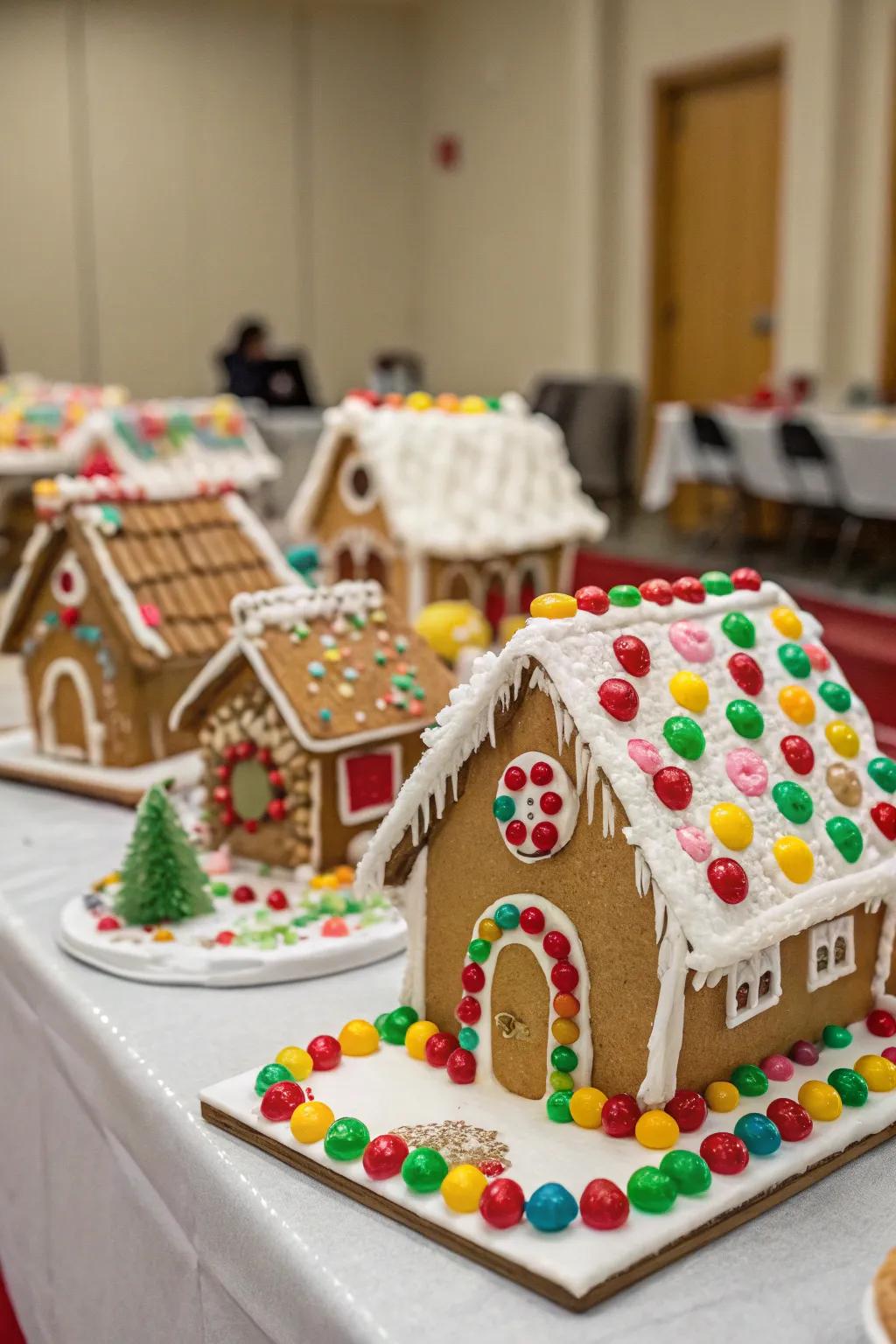 Creative gingerbread houses from a holiday competition.