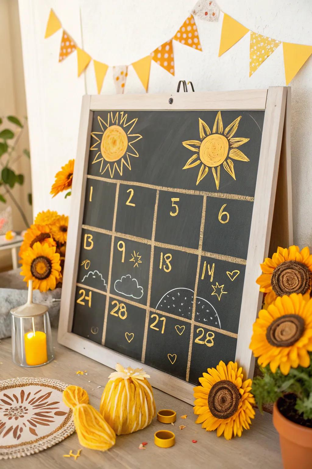 Celebrate the summer solstice with bright sun motifs and vibrant colors on your calendar.